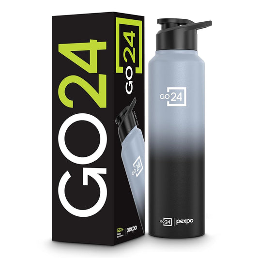 Water Bottle 1 ltr Stainless Steel Sports/Fridge Bottle with Sipper Cap | 1-Year Warranty | Single Wall | For Home, Office, Gym | Lightweight | Craft Pro 950ml | Grey - Black Ombre