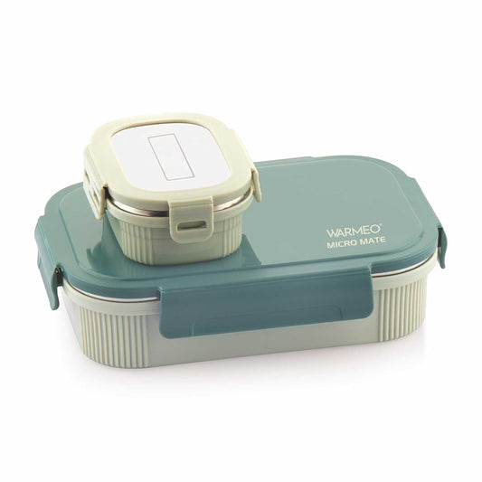 WARMEO MICROMATE Microwave-Safe Stainless Steel Lunch Box, Bpa Free, Perfect for Office, School, Travelling, Combo(800ml+150 ml),Green