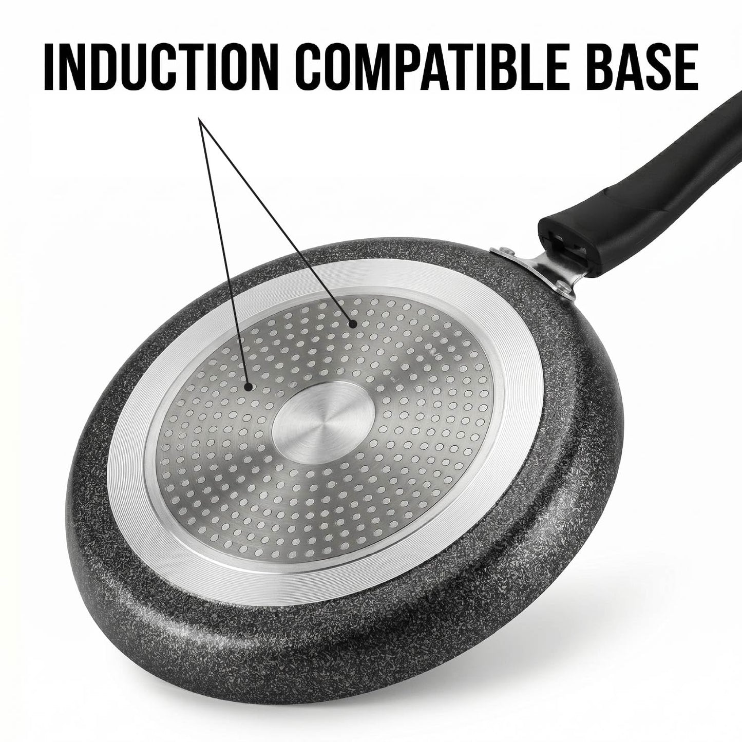 CELLO Aluminium Non-Stick Induction Base Dosa Tawa with Detachable Bakelite Handle 28 CM Black | Heavy Base, PFOA Free & Dishwasher Safe, Gas Stove & Induction Compatible | Perfect For Roti Dosa Chila