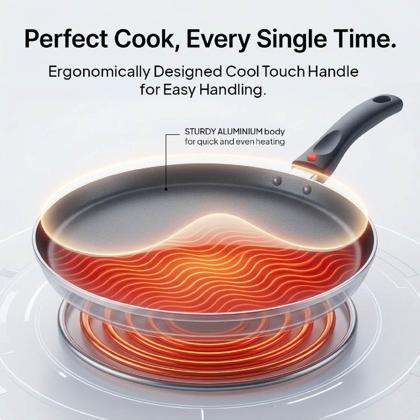 CELLO Aluminium Non-Stick Induction Base Dosa Tawa with Detachable Bakelite Handle 28 CM Black | Heavy Base, PFOA Free & Dishwasher Safe, Gas Stove & Induction Compatible | Perfect For Roti Dosa Chila